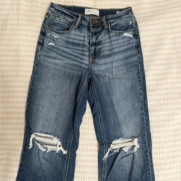 BKE Straight Leg Distressed Denim Jeans - Picture 2 of 5